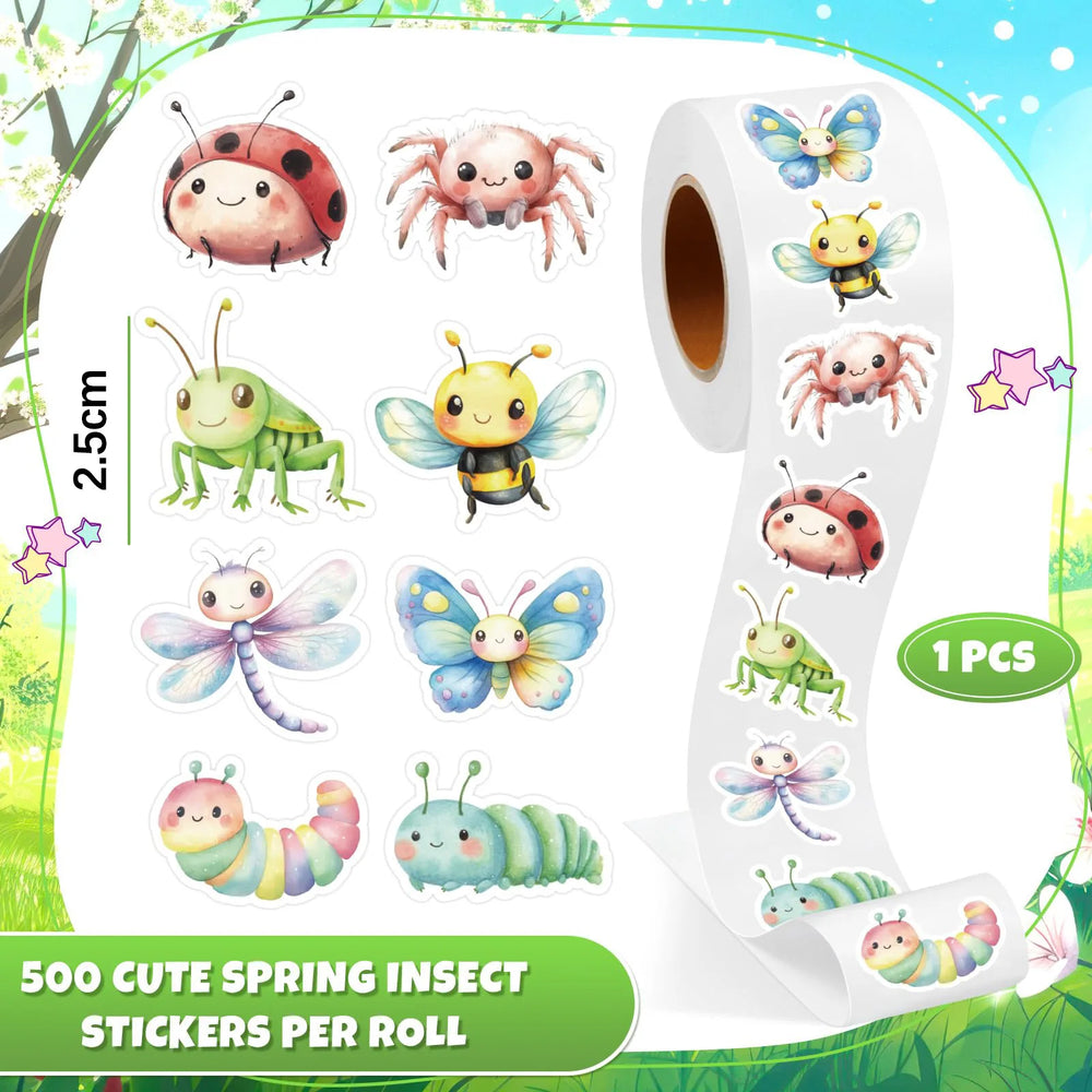 1 Roll Spring Insect Stickers Decal Reward Cute Office Supplies Incentives Animals St alternate view