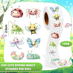 1 Roll Spring Insect Stickers Decal Reward Cute Office Supplies Incentives Animals St alternate view