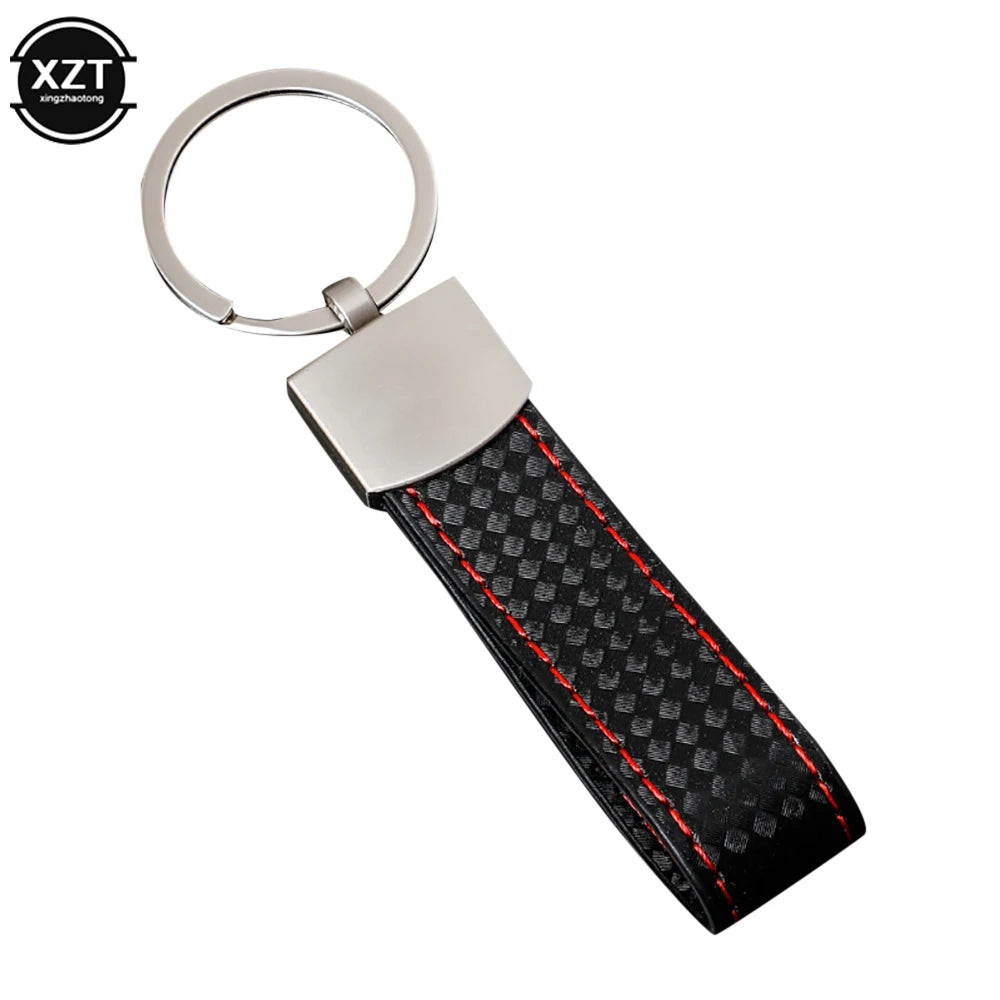 Fashion Black-Red Leather Car Keychain Key Ring | 3-Color Sports Keychain Pendant for alternate view