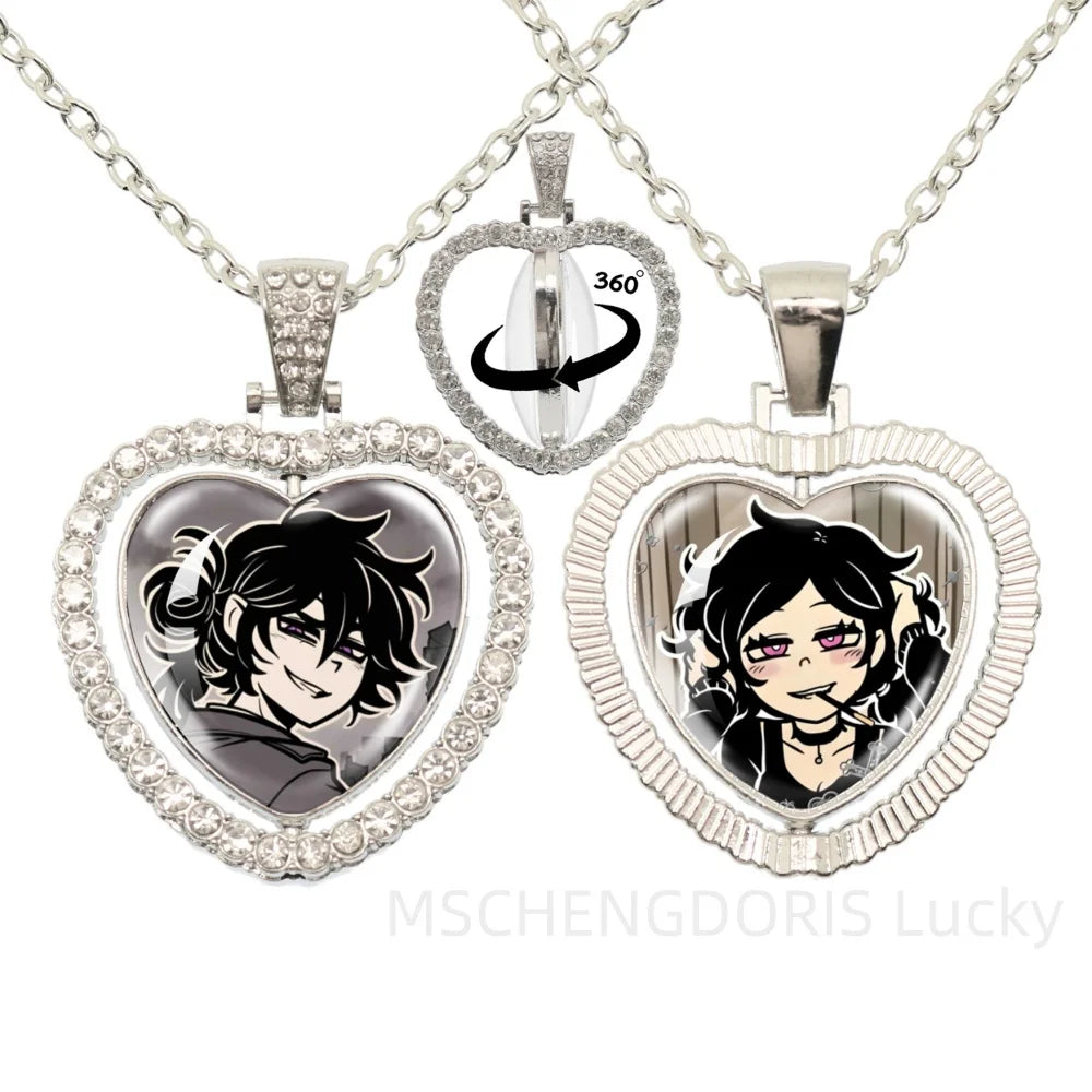 The Coffin Of Andy And Leyley Cosplay Necklace | Double Sided Glass Cabochon Heart Pe alternate view