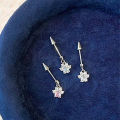 Stainless Steel Crystal Cat Claw Ear Bone Nail for Women Sweet Cute Shiny Zircon Heart close-up view