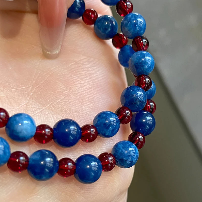 Light Luxury Natural Stone Bead chain Blue Agate Stone Short Necklace 2025 Trendy Jew lifestyle view