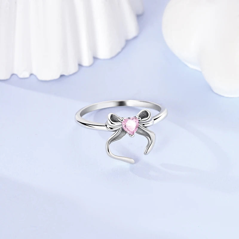 LAZA 925 Sterling Silver Colorful Rings Sparking Zirconium Bowknot Moon Sun Original lifestyle view