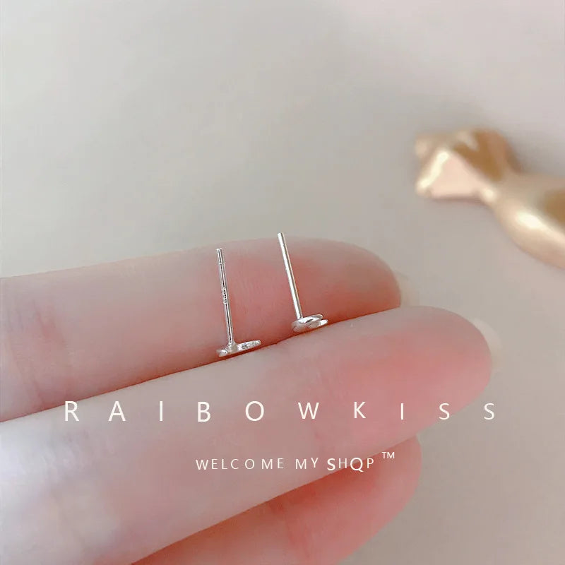 Crescent Moon Stud Earrings For Women New Fashion Small Geometry Invisible Ear Partner close-up view