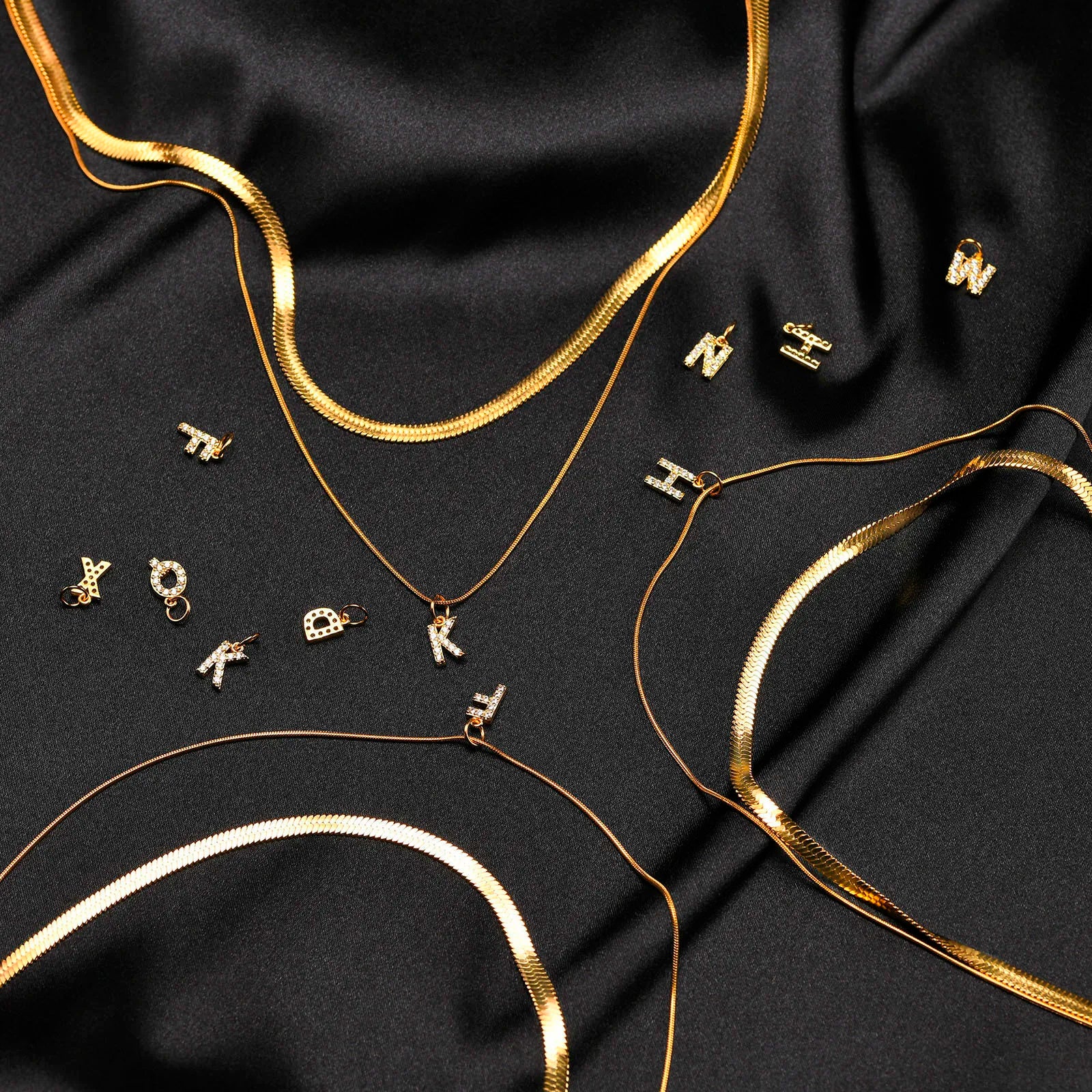 Women Tiny Letter A-Z Initial Necklaces, Small Shiny Letter Girl Chain Choker, Gold Color Stainless Steel Layered Collar Jewelry