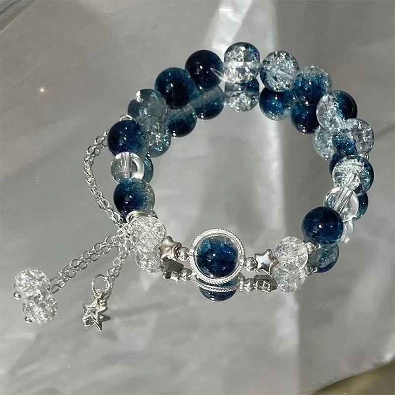 Crystal Butterfly Pendant Bracelet | Colorful Glass Bead Jewelry for Women additional angle