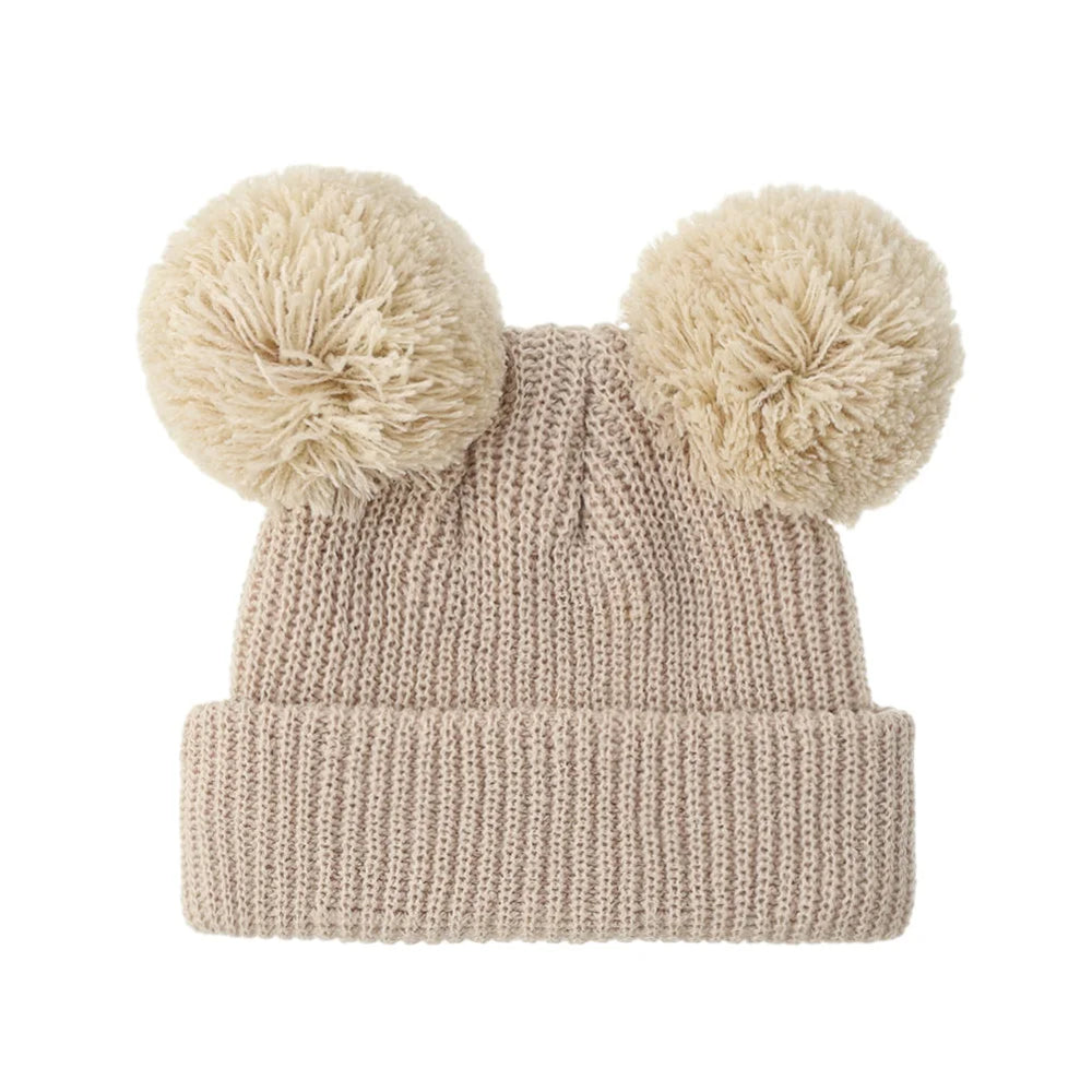 0-12M Solid Knitted Cute Pom Pom Cap | Newborn Baby Turban Hat additional angle