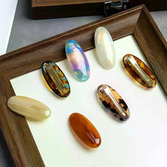 Elegant French Style Hair Clips for Women Simple Retro Oval Acetic Acid Barrettes Lightweight Hair A