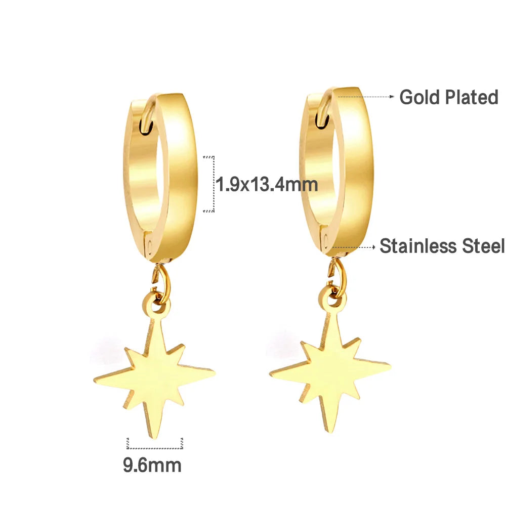 LUXUSTEEL Trendy Cross Women's Stainless Steel Hoop Earrings Colorful Metal Stud Drop Earrings Fashionable Jewelry Gift