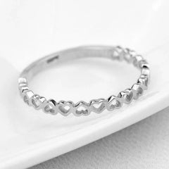 Huitan Exquisite Heart to Heart Finger Rings Women Simple Stylish Metal Rings Daily Wear Statement A