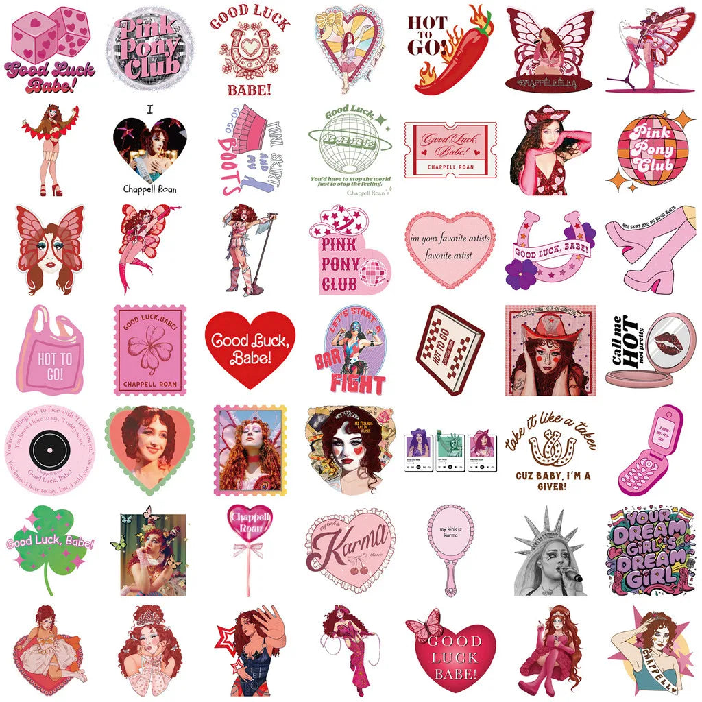 Chappell Roan Graffiti Sticker Pack | 52 Waterproof Decals for Laptop, Skateboard, additional angle