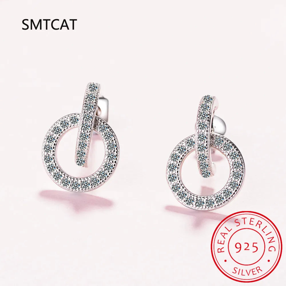 Moissanite Diamond Earrings 925 Sterling Silver D Color VVS1 Moissanite Classic Circl alternate view