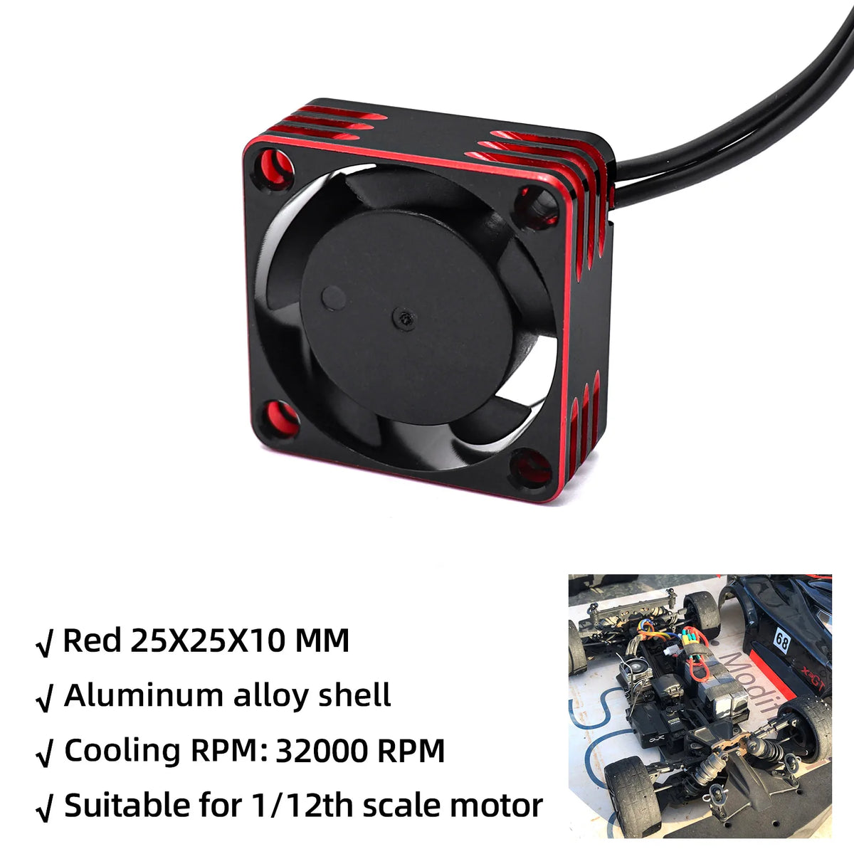 RC 25/30/35/40/50mm Fan 28000 RPM Heat Dissipation Cooling Fan for RC Crawler 1/10 1/ alternate view