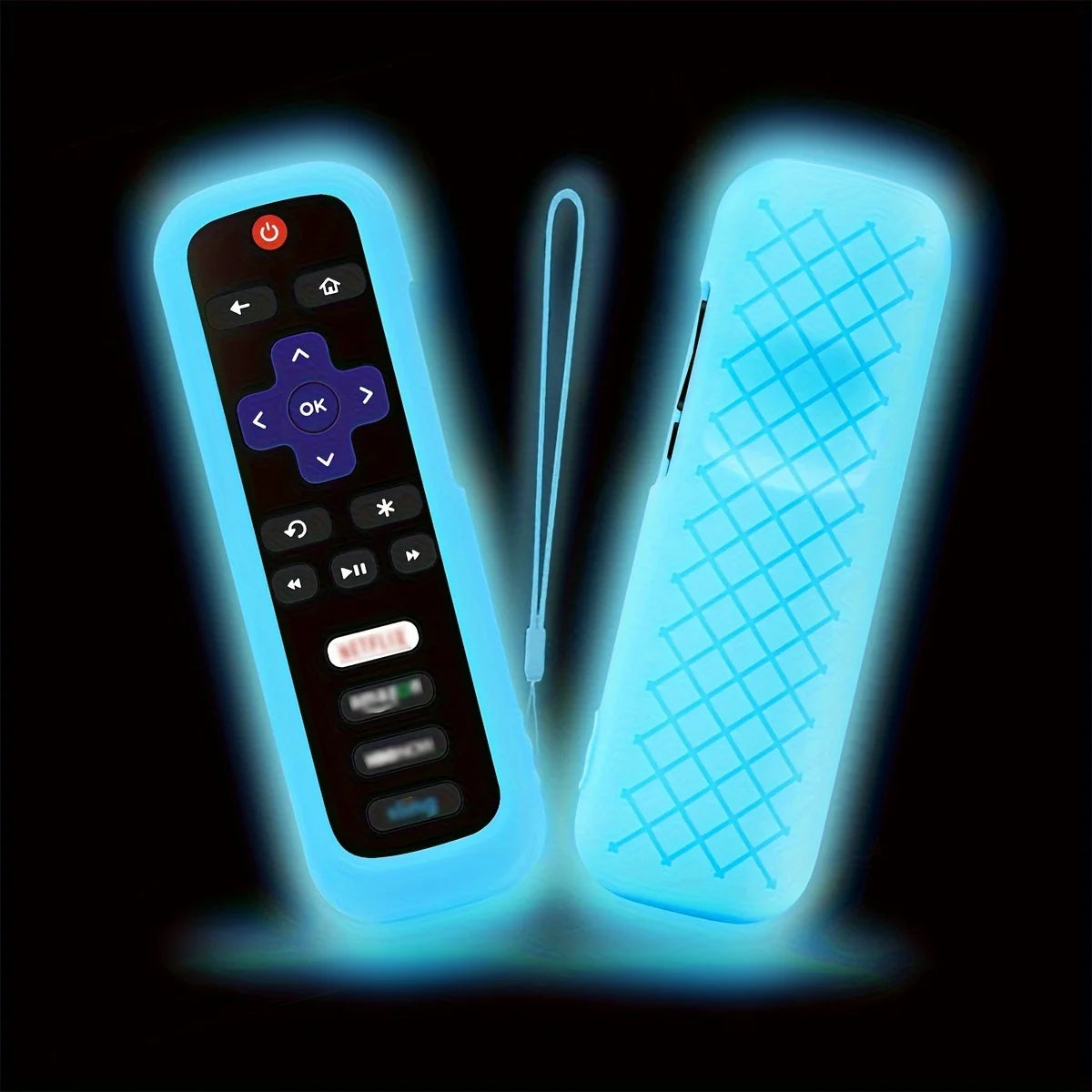 Luminous Silicone Remote Cover With Rope for TCL Hisense Roku TV