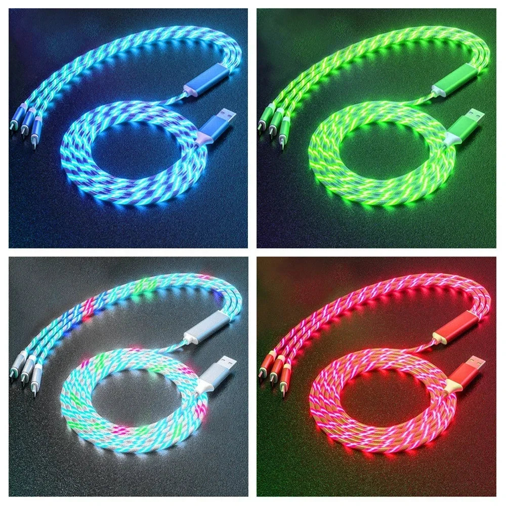 Glowing LED Light USB 3-in-1 cable Phone Fast Charging Charger Luminous lifestyle view