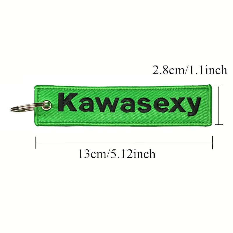 JDM Kawasexy Logo Keychain | Double-Sided Embroidery Motorcycle Key Ring additional angle