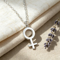 Female Symbol Pendant Necklace - Minimalist Metal Jewelry for Women and Girls alternate view