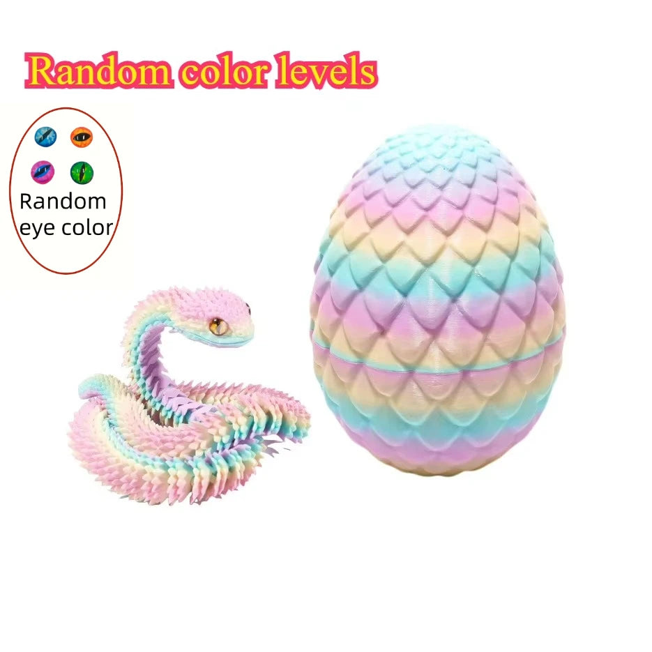 3D Printed Snake with Egg Joint Mobility Simulate Snake Ornament Desktop Home Animal D close-up view