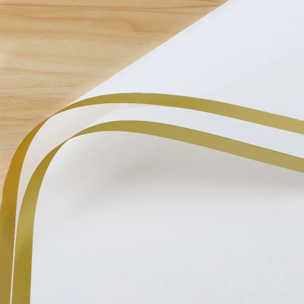10 Sheet Half Transparent Flower Wrap Paper Golden Border Waterproof Bouquet Wrapping Ma detail view