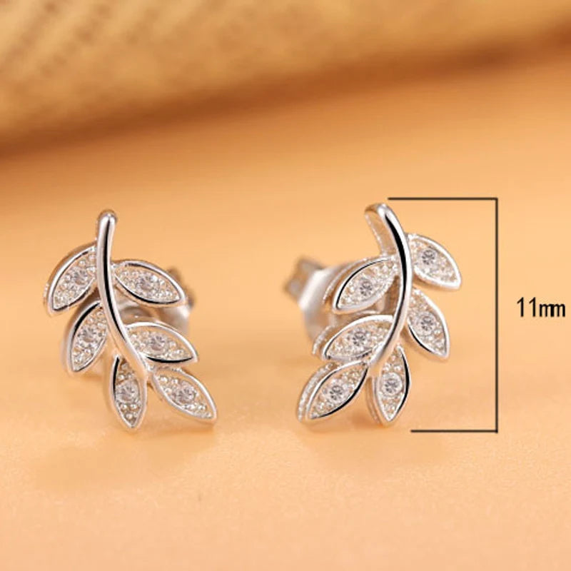 Luxury 925 Sterling Silver Leaf Small Engagement Earrings For Women Fine Jewelry Wholesale Jewellery