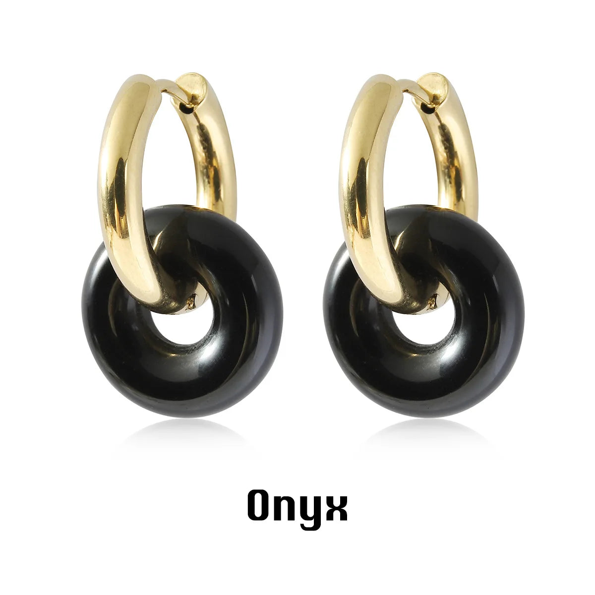 Natural stone double hoop earrings Circle crystal earrings Gemstones Round Circle Dangle Drops Earrings For Women Round earrings