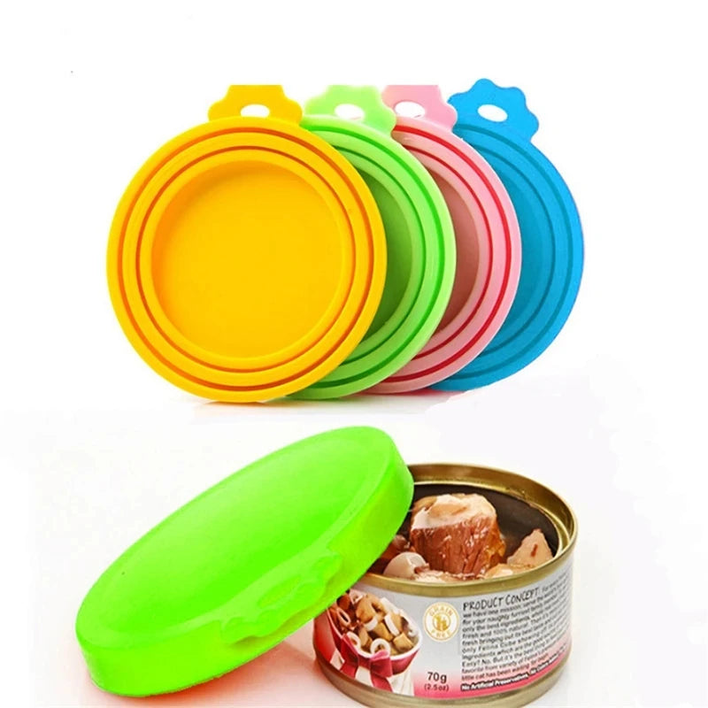 New 2PCS Reusable Pet Food Can Cover Silicone Dogs Cats Storage Tin Cap Lid Seal Cove lifestyle view