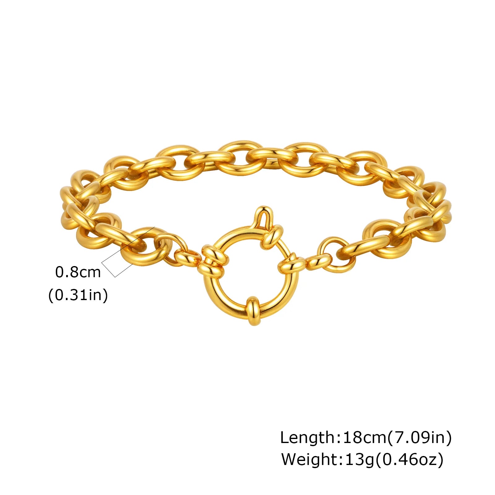 Vnox Square Chain Bracelet | Gold Stainless Steel Round Bubble Link Jewelry for Women close-up view