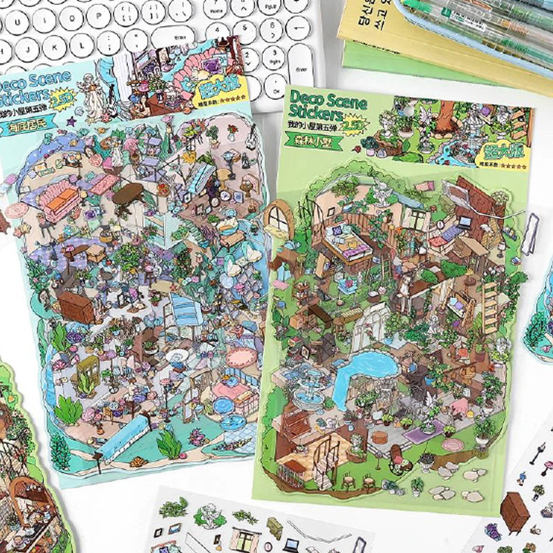 Mr Paper My Cabin Series Oversized Puzzle Stickers | 8pcs DIY Scene Stickers for Kids detail view