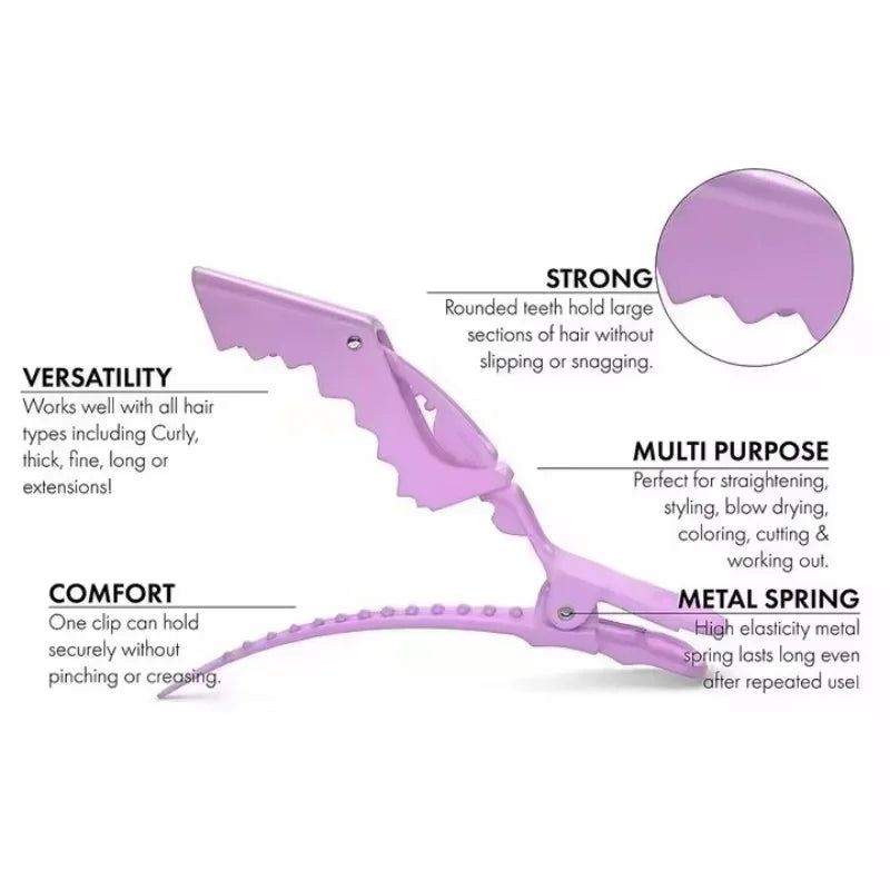 6PCS Alligator Hair Clips Hairdressing Clamps Claws Section Clip Barber Crocodile H additional angle