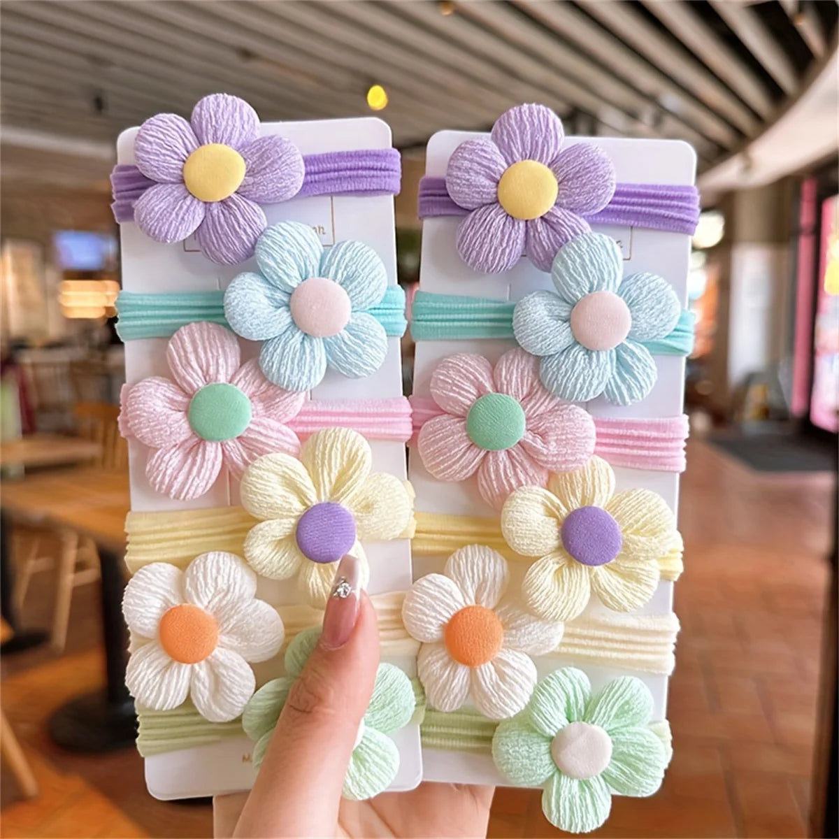 6/12PCS New Cut Hair Ties Princess Sweet Flower Bow Girls Women Elastic Hair Bands Ha lifestyle view