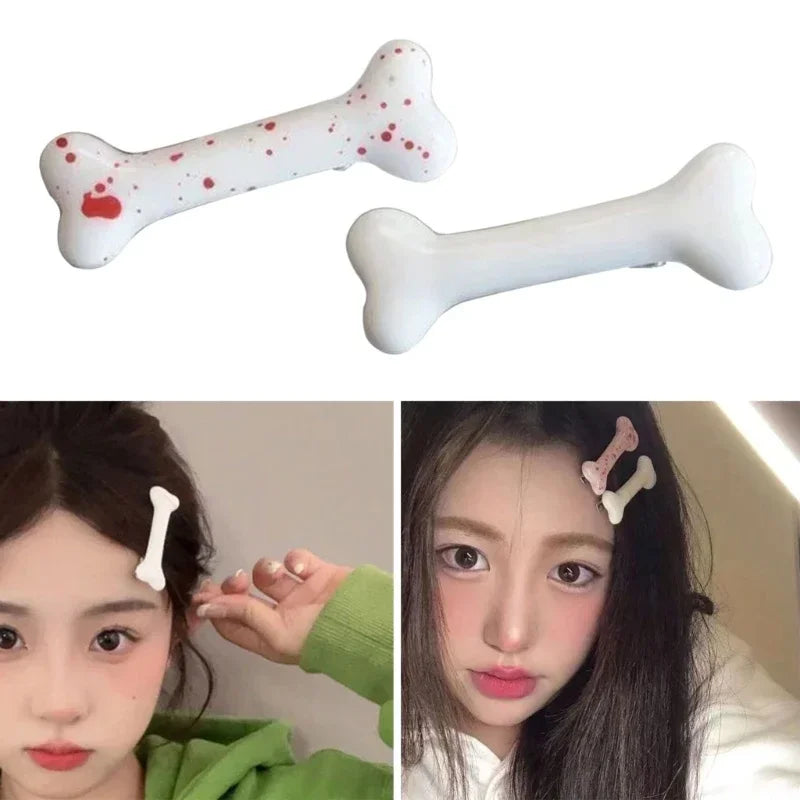 Cartoon Bone Hair Clip Resin Dog Bone Hair Pins Hair Clamps Y2K Hair Accessories for Gir detail view