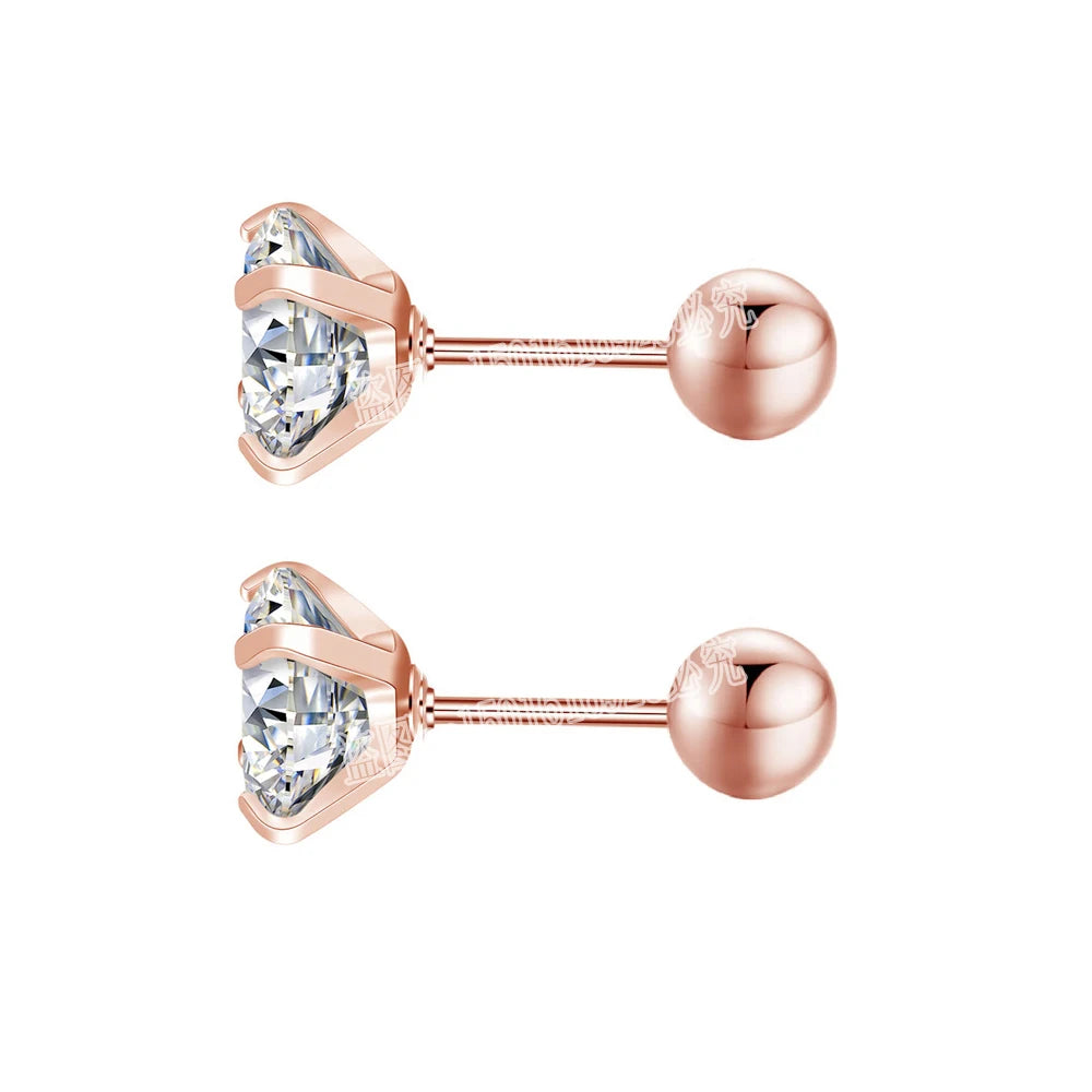 Stainless Steel Titanium Tragus Stud Earrings | 4 Prong Zircon Crystal Cartilage Je additional angle