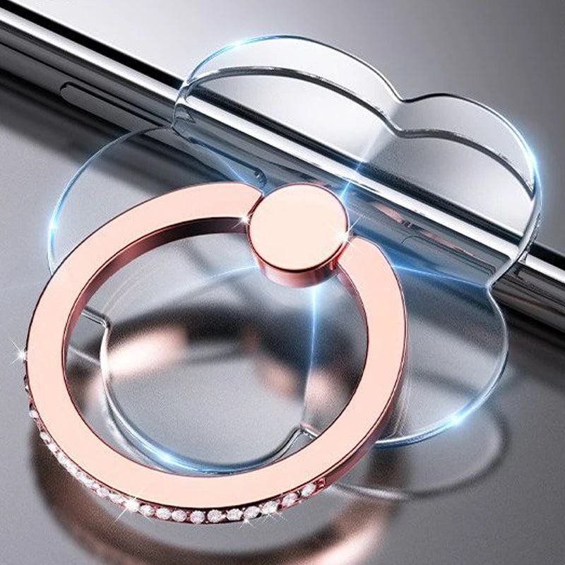 Transparent Cell Phone Ring Holder Stand 360°Degree Rotation Clear Finger Grip Kicksta close-up view