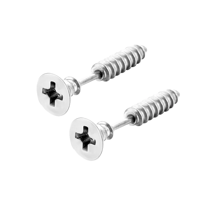 2pc New Gothic Unisex Punk Rock Stainless Steel Nail Screw Piercing Stud Earrings Nov lifestyle view