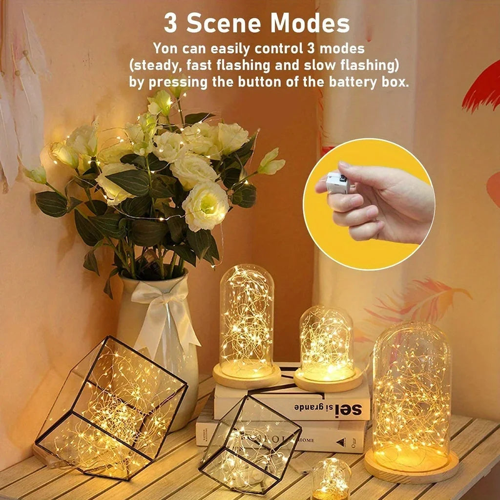 Outside 10 Pack Waterproof Mini Fairy Lights Copper for Christmas Decorations close-up view