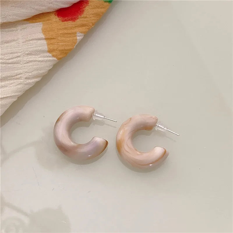 C-Shape Resin Hoop Earrings | Colorful Geometric Acrylic Jewelry for Women alternate view