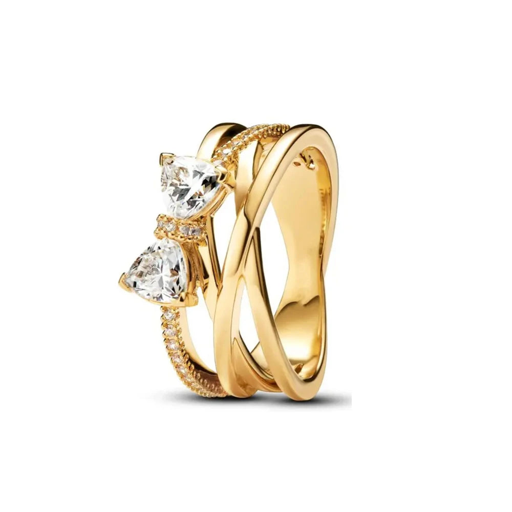 2025 Hot Selling Wholesale Gold Color Sun Heart Bow Size 6 7 8 9 Ring Rings For Tre additional angle