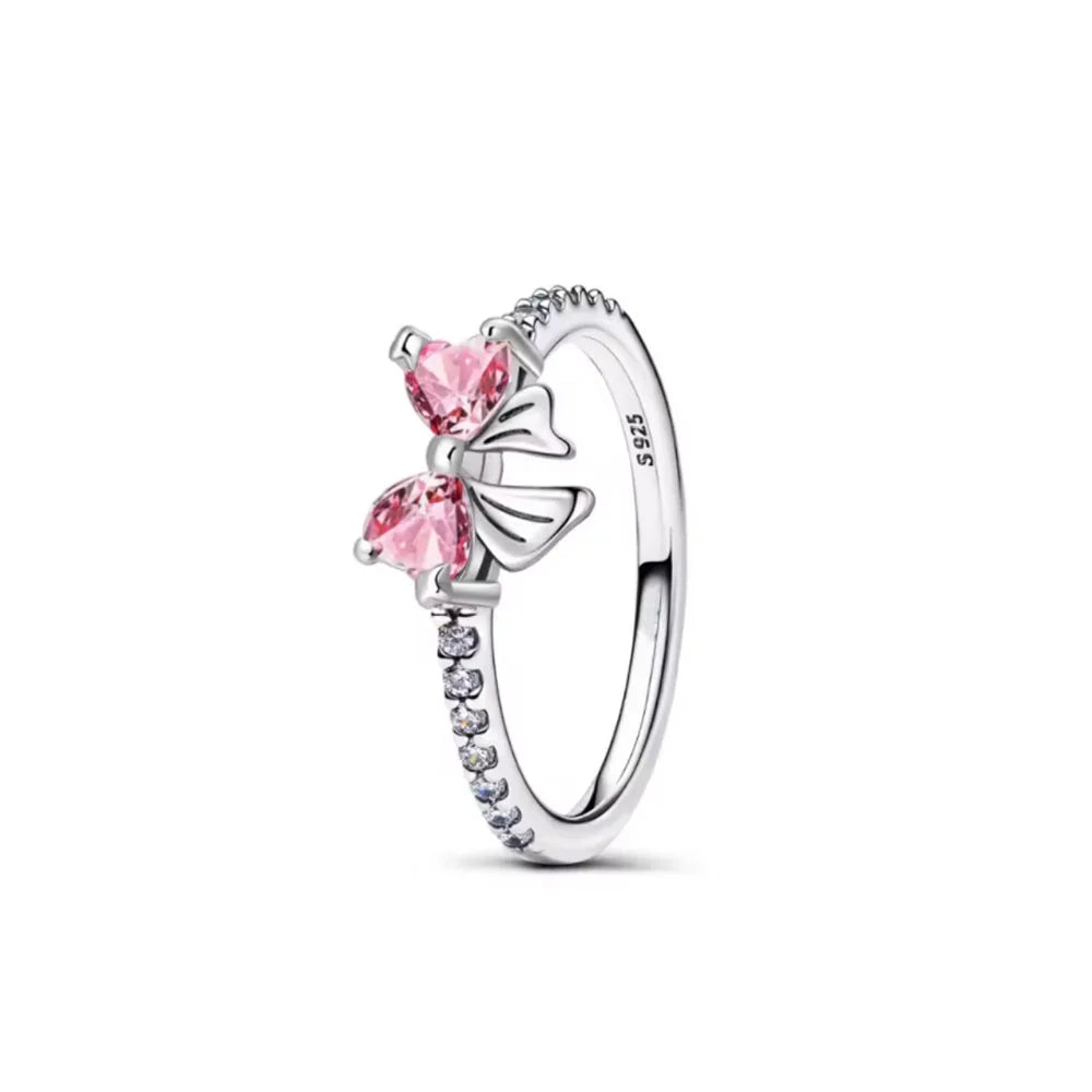 925 Sterling Silver Elevated Red&Pink&Blue&White Square Ring Lover's Holiday Gift Jewe close-up view