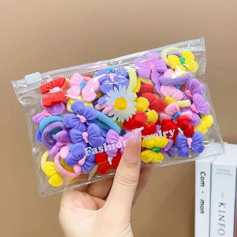 10/20Pcs/Set Cute Cartoon Rubber Elastic Hair Bands Girls Not Hurt Hair Small Scrunch lifestyle view
