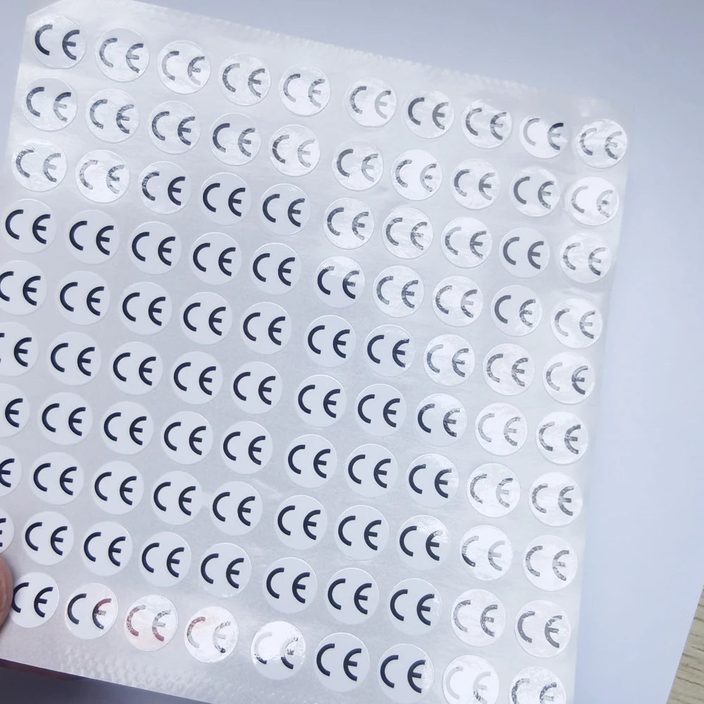 1cm Round CE Sticker | White, Silver, Holographic, Clear Base Circle Label 500pcs alternate view