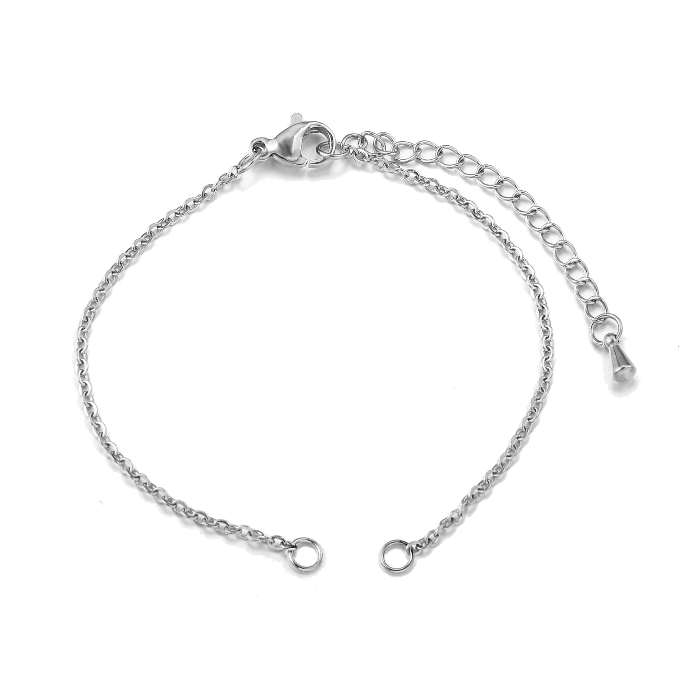 5pcs/lot Stainless Steel Width 1.5mm Adjustable Cuba Chain for Jewelry Making DIY Conn close-up view