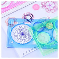 Geometry Spirograph Drawing Stencils Set Painting Template Art Crafts Creative Kids Ed close-up view