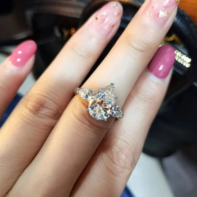 Huitan Luxury Crystal Water Drop CZ Rings Women Proposal Engagement Ring Exquisite We lifestyle view