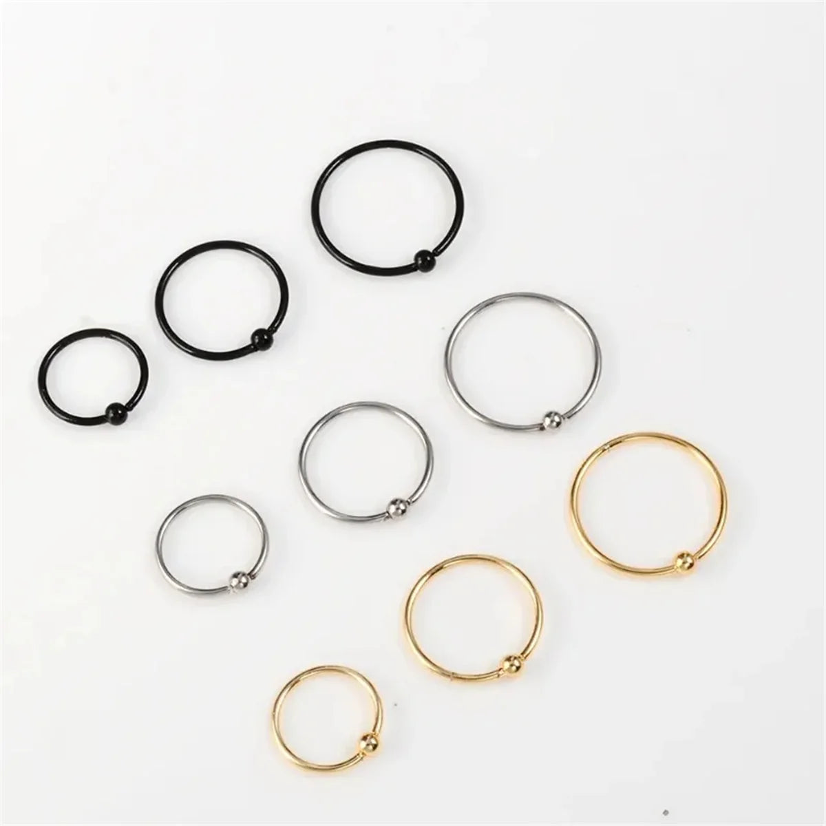 4Pcs 20G 316L Stainless Steel Captive Bead Rings Nose Rings Daith Tragus Cartilalge Hoop detail view