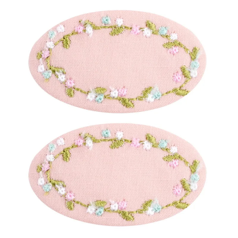 Hand Embroidered Floral BB Hair Clips Soft Fabric Non Slip Hair Barrettes Little Girls Daily Picnic Party Photo Hair Accessories