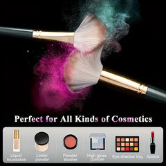 14-Piece Makeup Brush Set | Soft Nylon Bristles Travel Kit close-up view