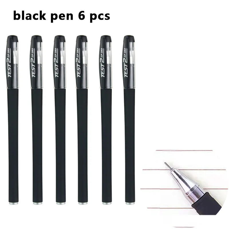 Pens Set Black Blue Red Refill Gel Pen Bullet Tip 0.5mm School close-up view