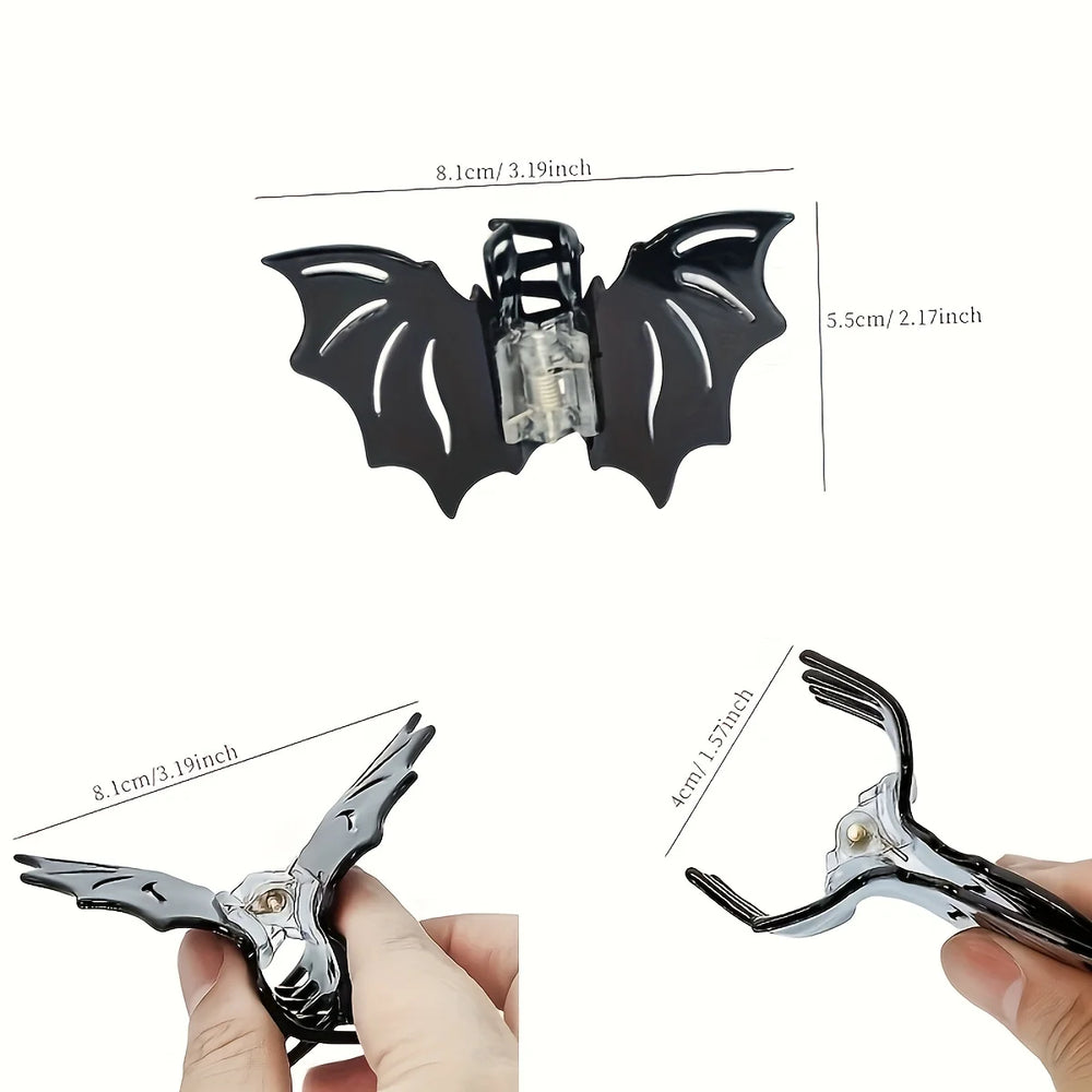 2PCS/SET Medium Bat Hair Clip with Acetic Acid Animal Clip Halloween Party Cosplay Hea close-up view