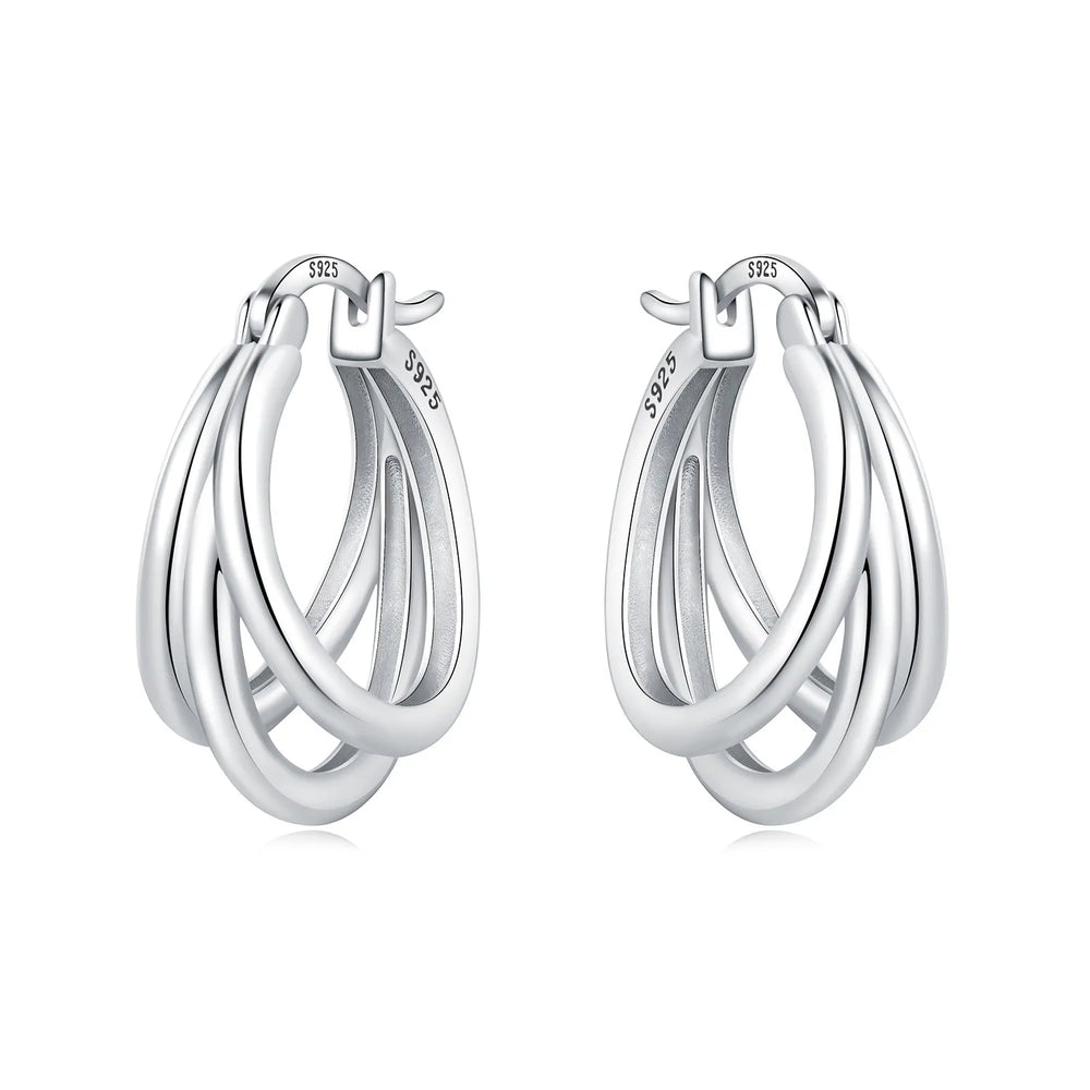 Orstarry S925 Sterling Silver Square Chain With Stone Inlaid Earrings Hoop Earrings For detail view