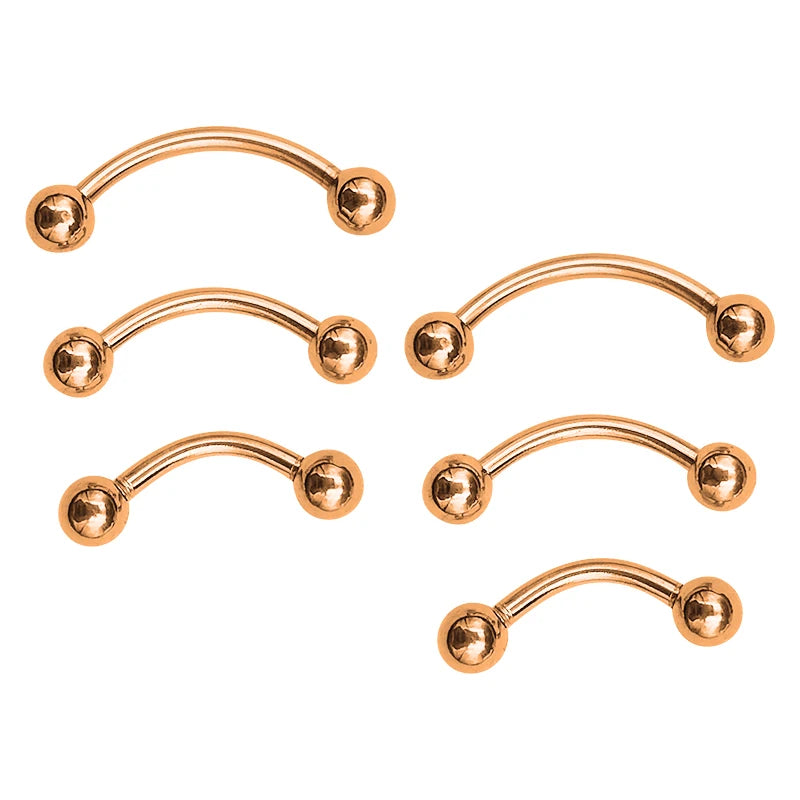 6Pcs Eyebrow Piercing Banana Shape Lip Ring Stainless Steel Curved Barbell Stud Helix alternate view